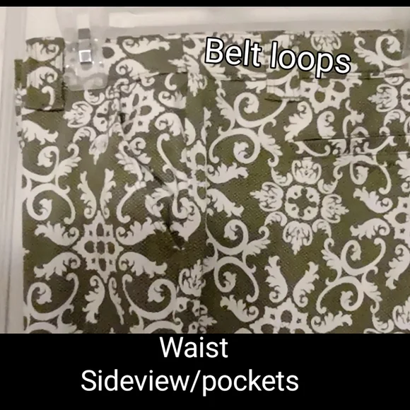 Olive Green Print Crop Pants sz 16 - Picture 7 of 10